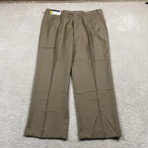 Ralph Lauren Pants Mens 40x30 Beige Wool Pleated Cuffed Dress Trousers Formal